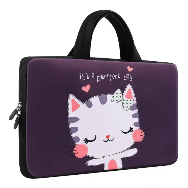 Cute Cat Laptop Handle Bag Computer Protective Carrying Case Pouch Neoprene Carry Bag For Dell HP Toshiba Chromebook ASUS Acer