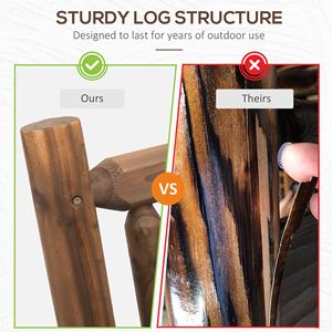 DB pour Offre Spéciale Causeuse à bascule en bois robuste pour 2 personnes Sièges larges et incurvés avec conception en rondins pour patio ou arrière-cour - Product Image 2