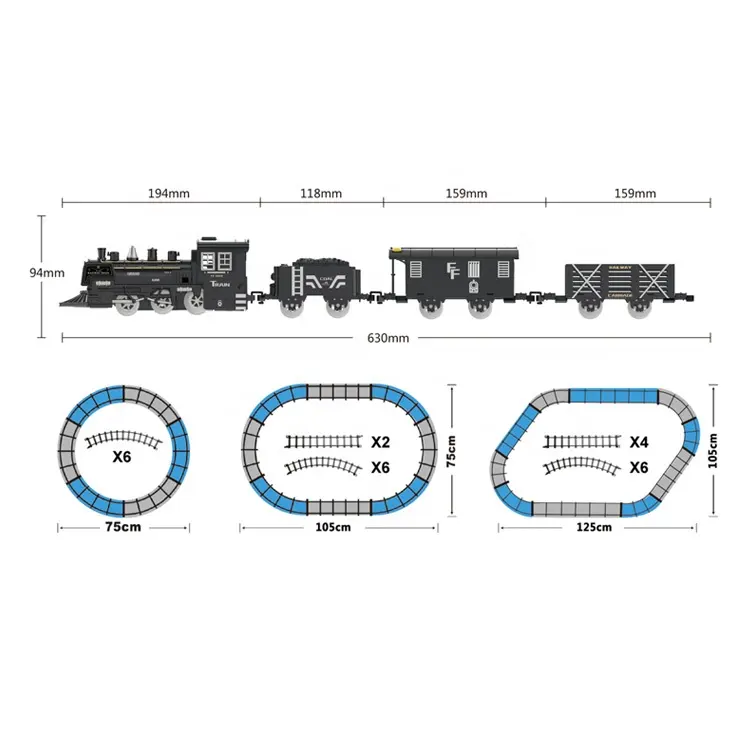Toys 2024 electric trains track set with light sound plastic black train toy model for children