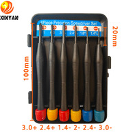 Juego de 6 destornilladores de precisión DIY, OEM, de plástico con acabado de óxido negro, de acero al carbono, Phillips, planos, mini herramientas de reparación para electrónica