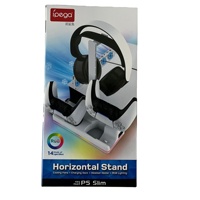 Support de casque avec éclairage RGB PG-P5S039, support horizontal pour console, base de refroidissement pour PS5 SLIM, station de charge double