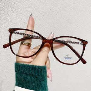 Monture de lunettes anti-lumière bleue œil de chat style Zhou Xun, monture intégrale TR90 pour femme, verres plats, protection UV400 YC3408 D1 - Product Image 4