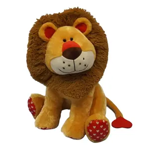 A112 cuore coda piedi leone peluche peluche marrone chiaro bambino san valentino peluche leone giocattoli