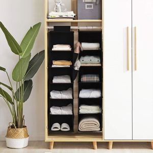 Hanging Closet Organizer Wardrobe Clothing Storage Bag Collapsible 6 <b>Shelves</b> Shoe Organizer With <b>Hooks</b> - Product Image 3