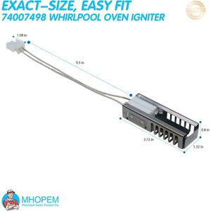 74007498 Stainless Steel Oven Igniter Replacement Part with White Connector and Caps for Gas <b>Range</b> Heating Element - Product Image 4