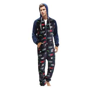 E0110TA43 alta calidad con capucha cremallera Navidad Polar una pieza Casual invierno hombres pijamas ropa de dormir Sehe moda - Product Image 4