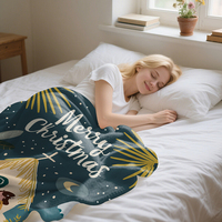 Manta de Franela de Navidad Personalizada a Precio de Fábrica, Tejida 100% Poliéster, con LOGO, Mapa, Diseño de Dibujos Animados de Invierno, Antipilling