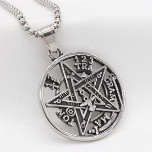 Collier pendentif pentagramme solomonic porte-bonheur en acier inoxydable original, étanche et anti-ternissement, pour femmes et hommes - Product Image 4