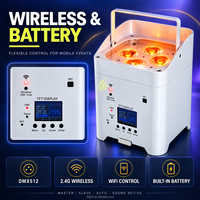 Projecteur LED DMX sans fil sur batterie 4x18W 6-en-1 72W avec télécommande IR et contrôle via application WiFi pour éclairage de scène de mariage