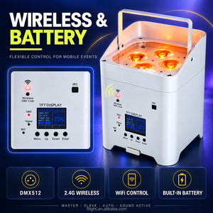 Faro LED DMX Wireless <span class=keywords><strong>a</strong></span> Batteria 4x18W 6-in-1 72W Uplight con Telecomando IR e Controllo App WiFi per Illuminazione Scenica Matrimoni - Product Image 5