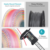Filament d'imprimante 3D en PLA+ soyeux, couleur arc-en-ciel, sans enchevêtrement, diamètre 1,75 mm, température d'impression 205-235°C