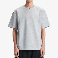 T-shirt personnalisé pour homme avec logo, manches courtes, couleur unie, coupe ample, col en V, vente en gros