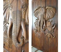 Porte intérieure en bois massif de style éléphant sculpté, sécurité pour villa au Kenya
