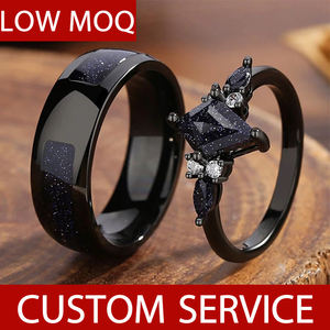 パーソナライズされたハート型の調節可能なモアッサナイトCZ婚約指輪・結婚指輪、カップル向けのペアリング、プロミスリング - Product Image 1