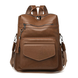 High Quality Women <b>Backpack</b> Purse Fashion Pu Leather <b>Large</b> Designer Travel Bag Ladies Shoulder Bags - Product Image 1