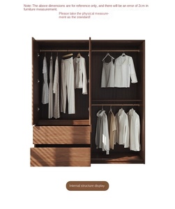 <span class=keywords><strong>Armadio</strong></span> con Ante <span class=keywords><strong>Scorrevoli</strong></span> in Legno Massello di Quercia, Design Moderno e Semplice, Arredamento per Camera da Letto, Colore Noce - Product Image 5