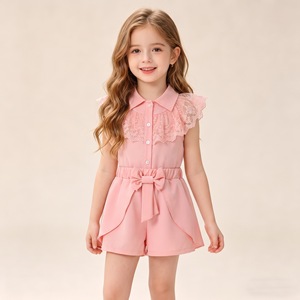 Completo Estivo Casual per Bambine, <span class=keywords><strong>Camicia</strong></span> con Colletto in Pizzo e Volant, <span class=keywords><strong>Giacca</strong></span> con Gonna e Pantaloncini, Set Due Pezzi per Bambine 2-7 Anni - Product Image 6