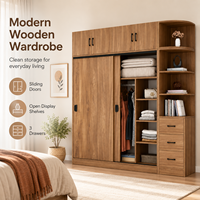 Armoire de chambre à coucher moderne à grande capacité avec portes coulissantes en bois massif pour usage hôtelier