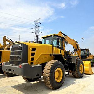 Chargeuse sur pneus d'occasion de 5 tonnes, chargeuse frontale hydraulique diesel jaune pour chantier de construction - Product Image 3