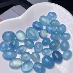 อัญมณีทรงหลังเบี้ยสีฟ้าพลอยอะความารีนธรรมชาติขายส่งจากโรงงาน - Product Image 4