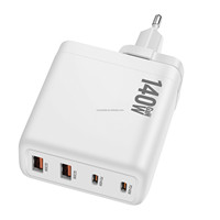 Adaptateur d'alimentation universel 140W 2C2A GaN PD à charge rapide 20V avec prises EU/US/UK/Canada pour voyage et maison, avec protections OTP et OVP