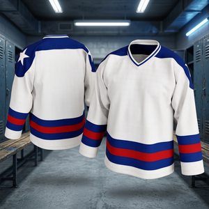 Nouveau maillot de hockey pour hommes, respirant, impression numérique personnalisée, blocs de couleur, logo d'équipe, hockey sur glace pour hommes, 100% polyester - Product Image 4