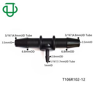 5-5 мм колючий 3-портовый T-образный коллектор T-образный фитинг трубы черный PP 3-ходовой тройник 3/16 "соединитель для шланга - Product Image 4