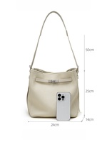 Sac seau en cuir véritable SHX personnalisé pour femme - Forme hobo souple, bandoulière réglable, grande capacité, léger, pour tous les jours