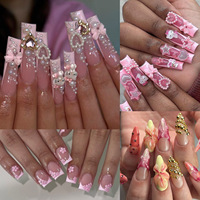 Décorations 3D pour ongles multicolores, boîte de 15 compartiments, kit de nail art en plastique avec nœuds, papillons, fleurs, cerises, style japonais tendance