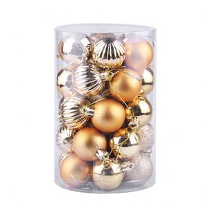 Décorations de Noël : Lot de 34 boules circulaires en plastique assorties, électroplaquées, imprimées 4 couleurs, fabriquées à la machine, pour suspendre - Product Image 3