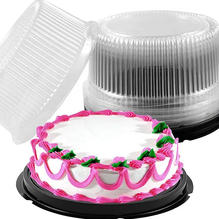 10 inch Cake Disposable Plastic Container with Dome Lids Clear PVC Cake Carrier Disposable Cake Holder Storing Display Box