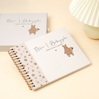 Livre de souvenirs pour bébé en cuir PU avec logo personnalisé, spirale, album photo pour le premier anniversaire, journal des étapes importantes du nouveau-né, 100 feuilles