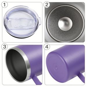 Gobelet de voyage isotherme en acier inoxydable à double paroi de 24 oz personnalisé avec poignée, sans BPA, pour le camping - Product Image 3
