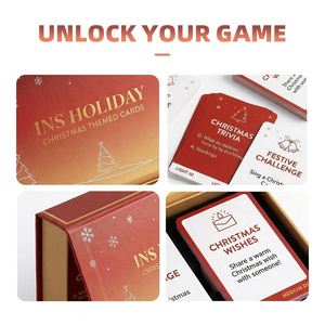 F Samfine Gold Foil Stamping Rigid Magnetic <b>Box</b> BSCI Certified Customizable Holiday Gift Luxury Christmas Themed Card Game Deck - Product Image 3