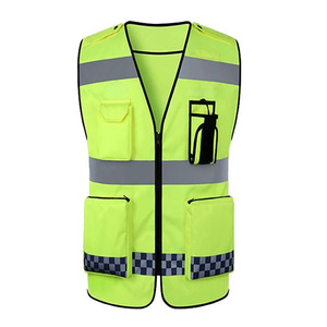 سترة السلامة المرورية البرتقالية بسحاب ثلاثة جيوب مخصصة - Product Image 4