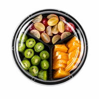 Ecologisch verantwoorde, recyclebare clamshell verpakking van transparant plastic voor fruit, groenten en bessen, met ventilatieopeningen, geschikt voor levensmiddelen.