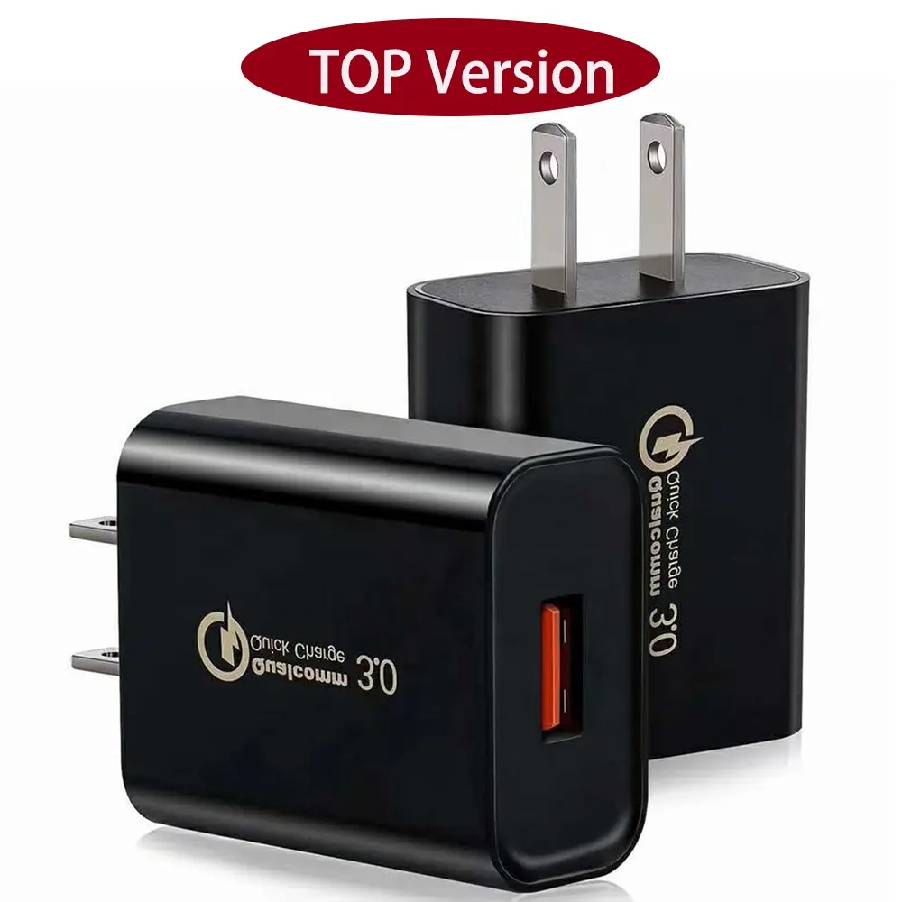 Carregador rápido qc3.0 sem fio, certificado de alta versão, 18w, 5v, 3a, ue, eua, plug usb 20w, adaptador de parede para smartphones