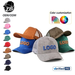 OEM ODM Suede Curved Brim Trucker <b>Cap</b> Adjustable Snapback Hat Mesh Back Breathable <b>Waterproof</b> Custom 3D Embroidery Baseball <b>Cap</b> - Product Image 1