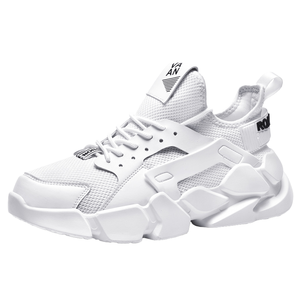 Zapatillas de tenis casuales de caña alta para hombre, primavera-otoño, tallas grandes, con suela gruesa, forro de malla, ligeras, con cordones, EVA, PU, sin cordones. - Product Image 1