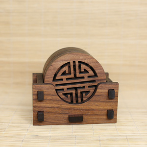 Ensemble de dessous-de-verre en bois massif sculpté, créatif, pour tasses à thé, vente en gros - Product Image 1