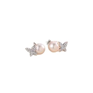 Accessoires en perles DIY, clous d'oreille en argent S925, support vide, style papillon, boucles d'oreilles tendance avec perles rondes de 6 à 9 mm, style tendance - Product Image 5