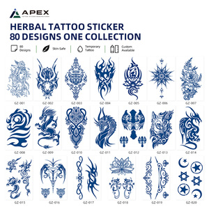 Lámina de <span class=keywords><strong>Tatuajes</strong></span> Semipermanentes con Extracto de Plantas, 80 Diseños Surtidos, 110x180mm, Pigmento Botánico - Product Image 3