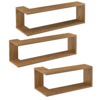 Étagère murale d'angle en bois en zigzag, étagères flottantes d'angle orange antique avec support mural flottant caché
