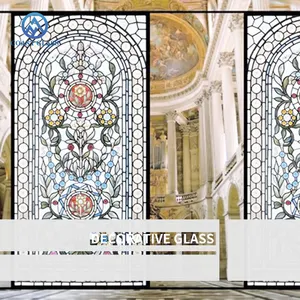 Stained Glass Window Panel Colorful Decorative Glass OEM ODM For Building Wall Roof Church