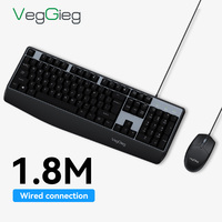 VegGieg - Juego de Teclado y Ratón con Cable, Resistente al Agua, de 104 Teclas, Diseño Ergonómico Ultrafino, para Uso en Oficina, Hecho a Medida