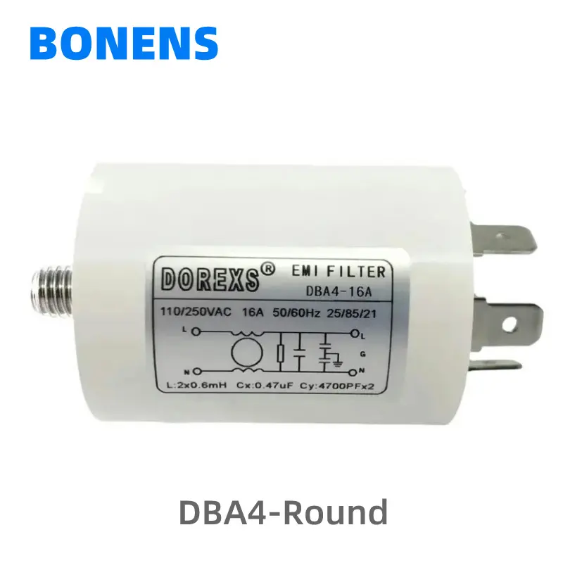 DBA4-Round 단상 에미 필터 220v 12a 16 a제조사 가전 제품 용 고성능 EMI RFI 전력선 필터