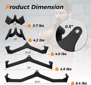 Accesorios para Máquinas de Gimnasio: Set de 5 Piezas para Polea LAT, Barra T, Barra V, Agarres para Cables, Manijas para Bíceps y Tríceps S-044 Instring - Product Image 2
