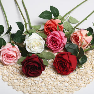 Hotsale kualitas tinggi buatan bunga mawar tunggal kustom merah putih bunga Dekorasi mawar sentuhan nyata DIY - Product Image 6