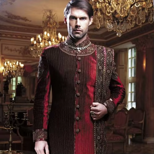 Elegante Sherwani para hombre con bordado pesado | Ropa de fiesta de boda india y pakistaní con Dupatta - Product Image 4