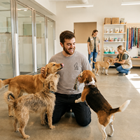 Individuell Besticktes Katzen-Hunde-Beste-Freunde-T-Shirt mit Minimalistischer Strichzeichnung als Geschenk und Bekleidung für Tierbesitzer